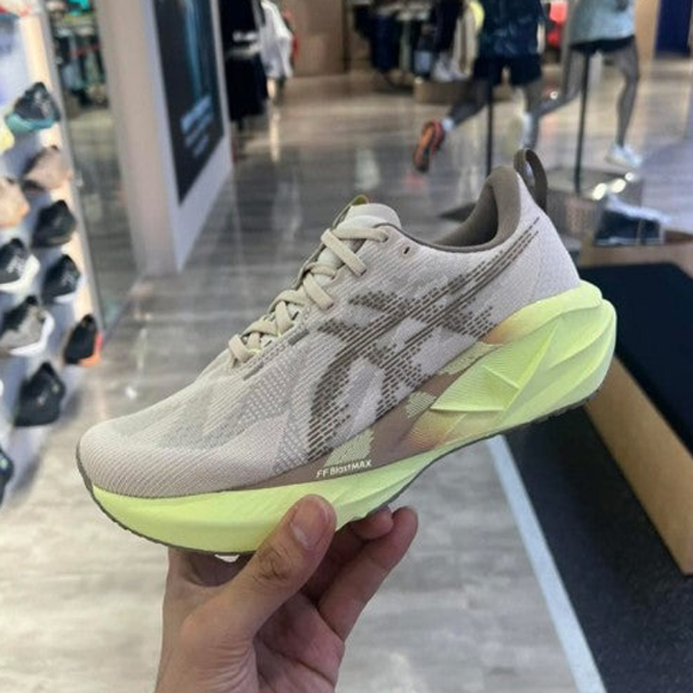 Asics Novablast 5 Running Trainers in mineral beige and taupe grey