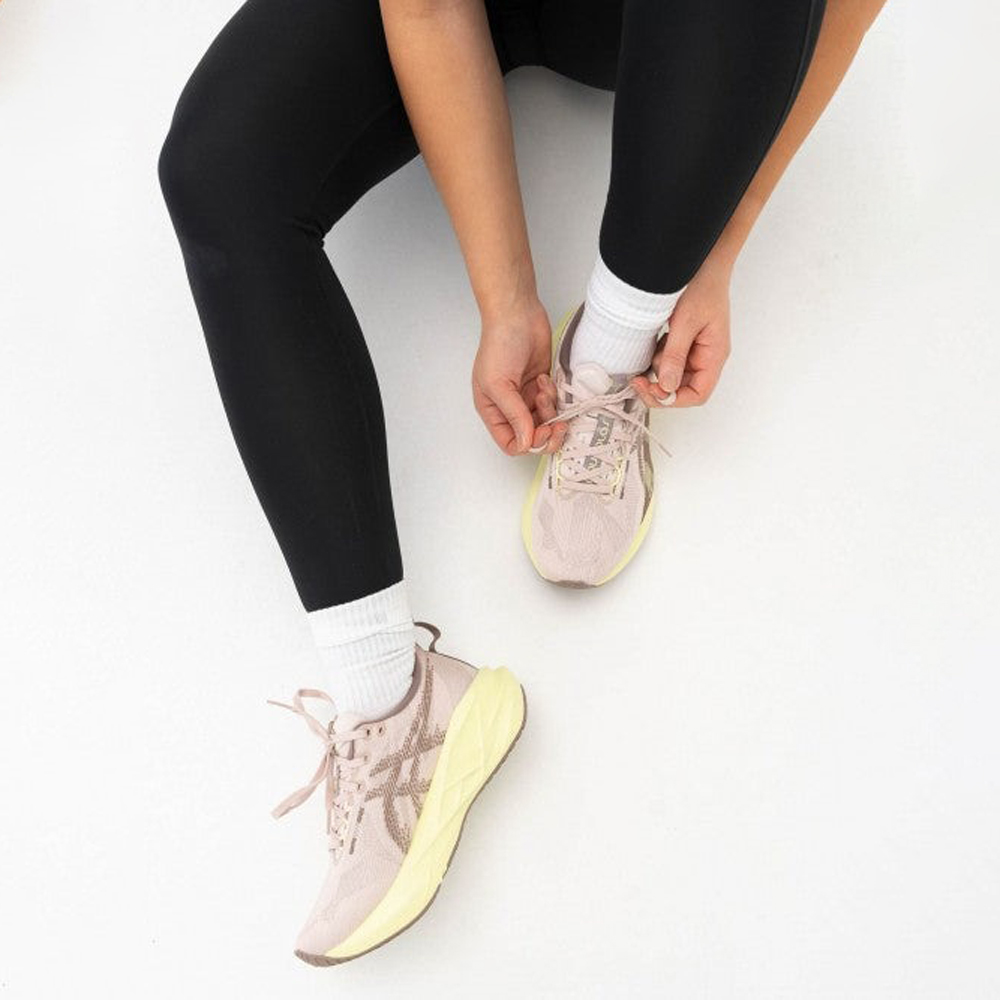 Asics Novablast 5 Running Trainers in mineral beige and taupe grey