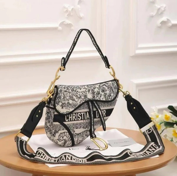 19 Dior Saddle Black Toile de Jouy