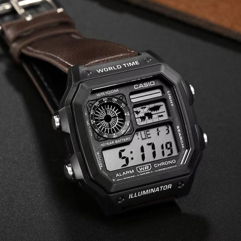 Casio AE-1200 illuminator Coffee Brown | 10-Year Battery & World Time