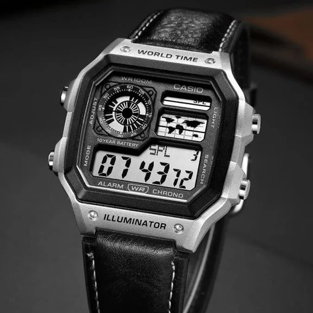 Casio AE-1200 illuminator - J1229 | Digital World Time Watch