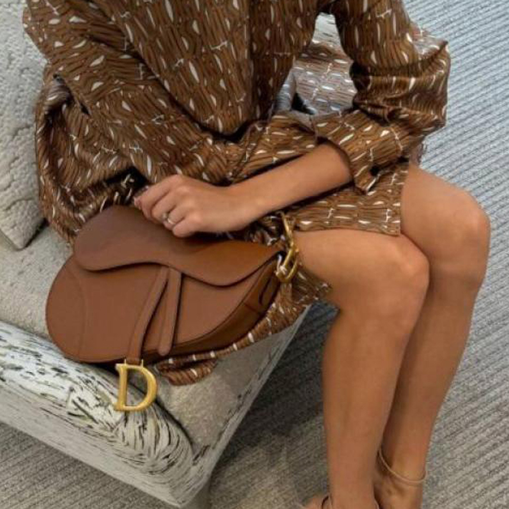 17 Dior Saddle Brown Toile de Jouy Embroidery With OG Box & Dust Bag (Blue Tiger 1035)