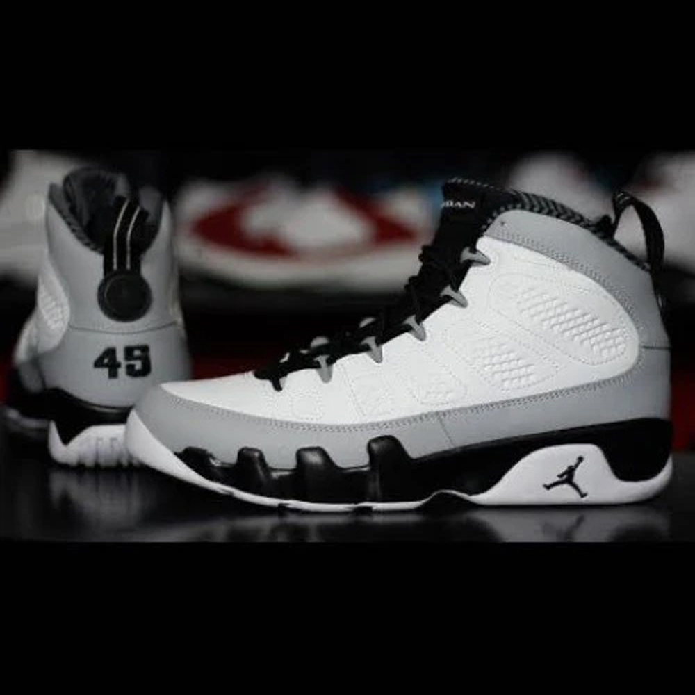 Air Jordan 9 Retro Barons White Black Gray