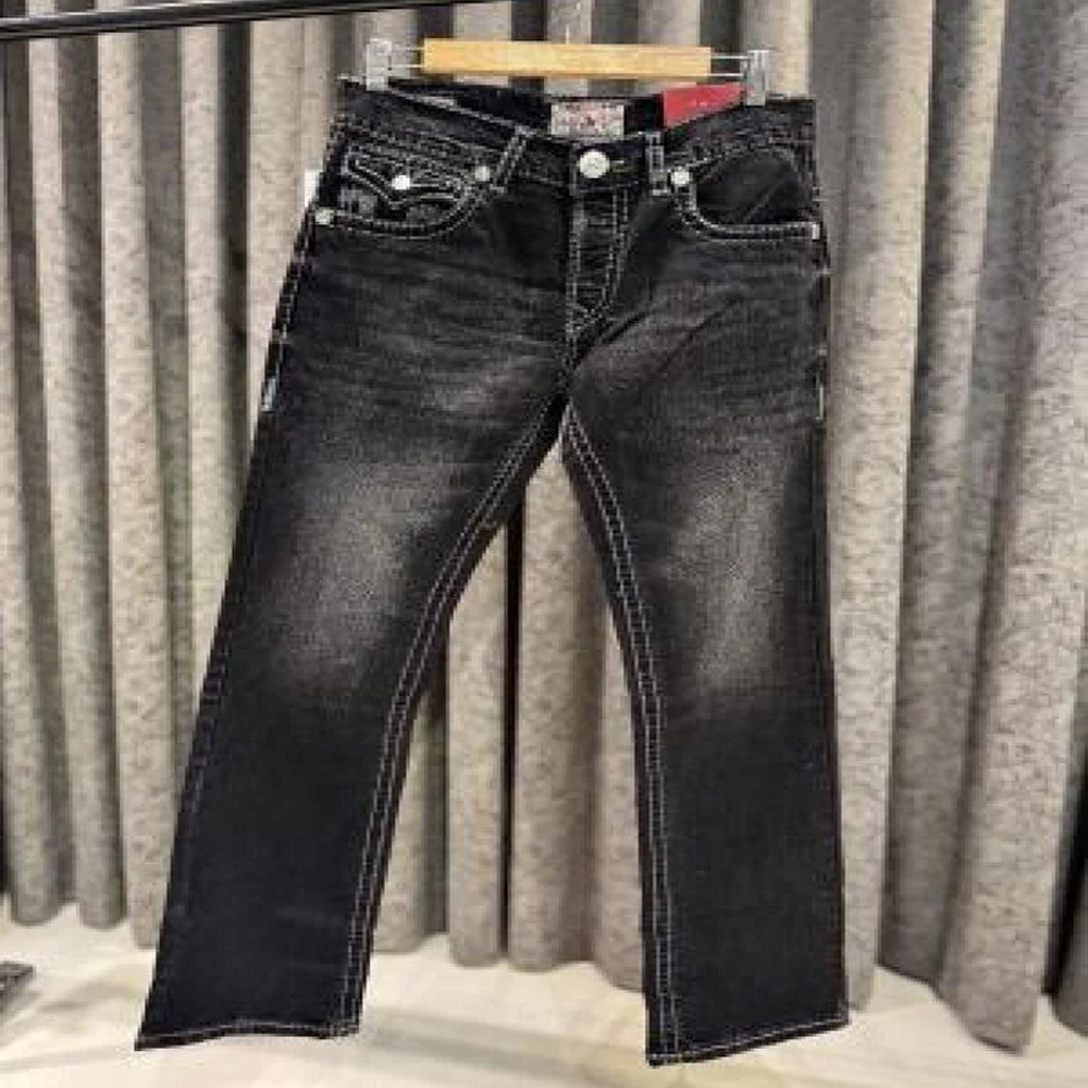TRUE RELIGION BLACK DUSTY WASH BOOTCUT JEANS