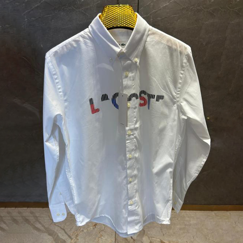 LACOSTE FRONT PRINTED WHITE PREMIUM SHIRT