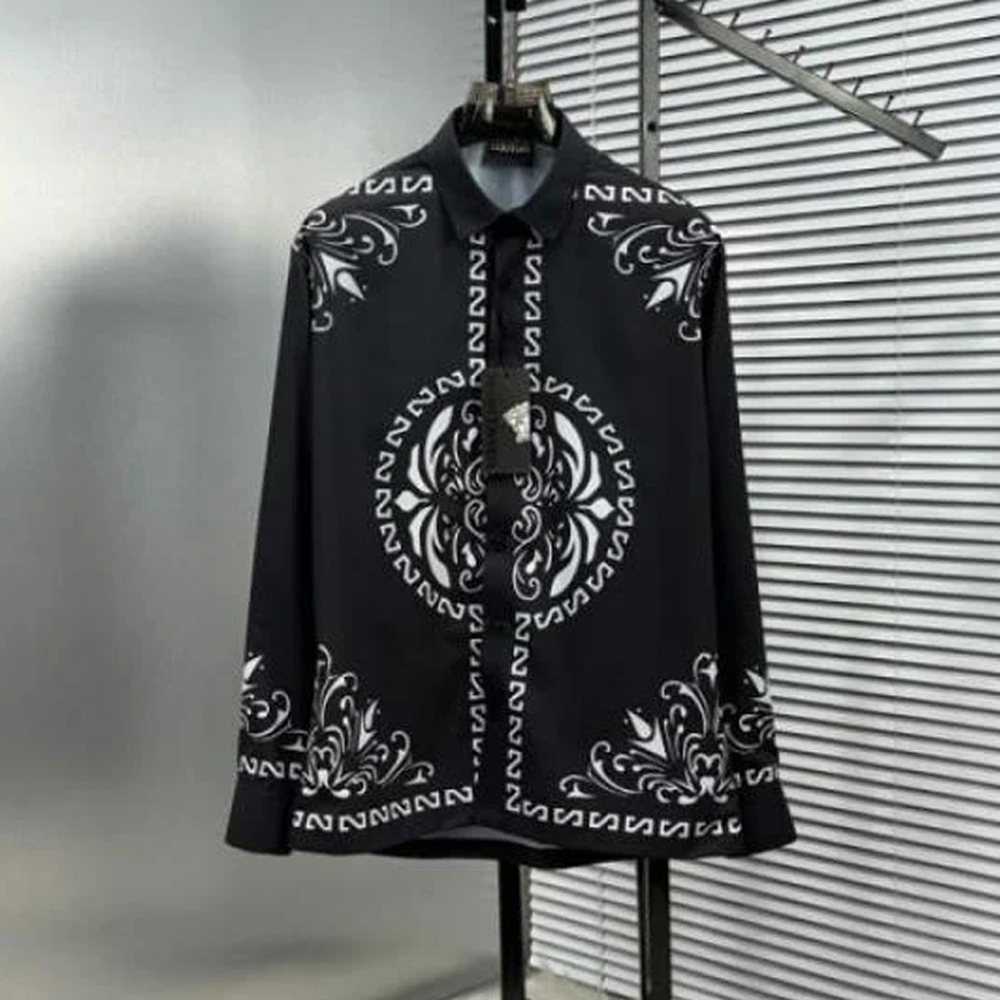 VERSACE BLACK BANDANA PRINTED FULL SLEEVE