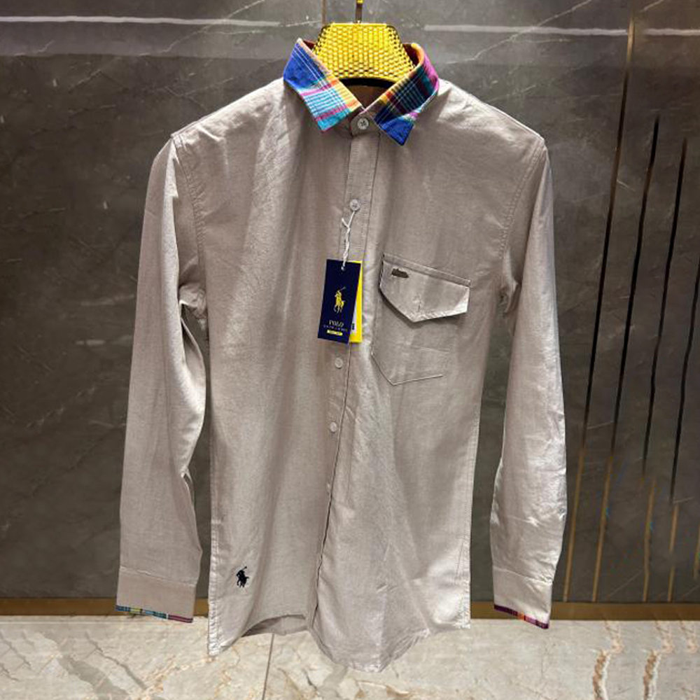 RALPH LAUREN POLO GREY PREMIUM COLLAR WORK SHIRT