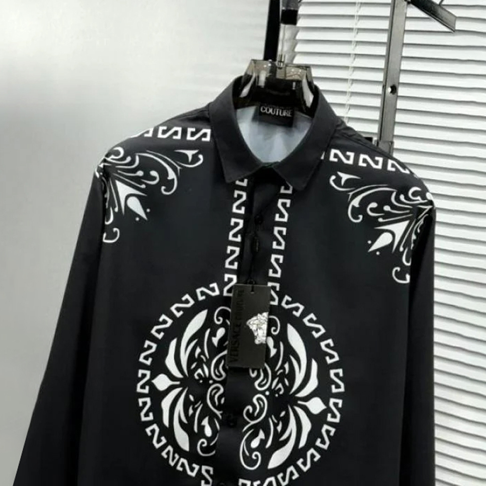VERSACE BLACK BANDANA PRINTED FULL SLEEVE