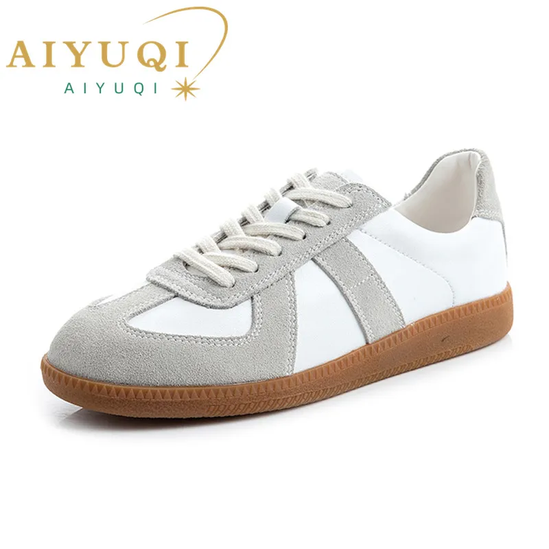 AIYUQI Women's Sneakers 2025 New Genuine Leather Ladies Moral Training Shoes Casual Spring Flat Shoes Women