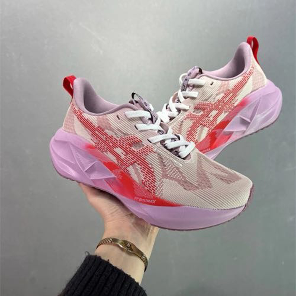 Asics Novablast 5 Running Trainers in pink and red