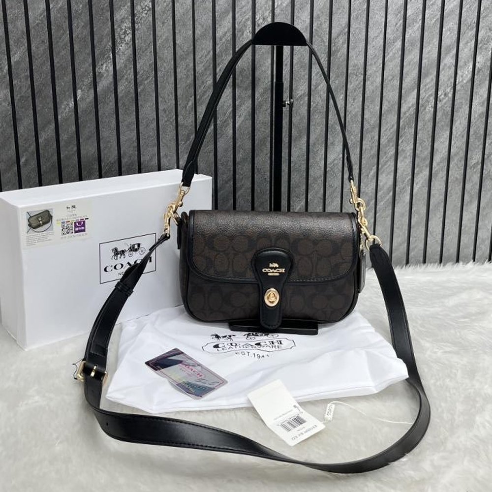 6 Coach Turnlock Hadley Black Shoulder Crossbody Bag With OriginalBox