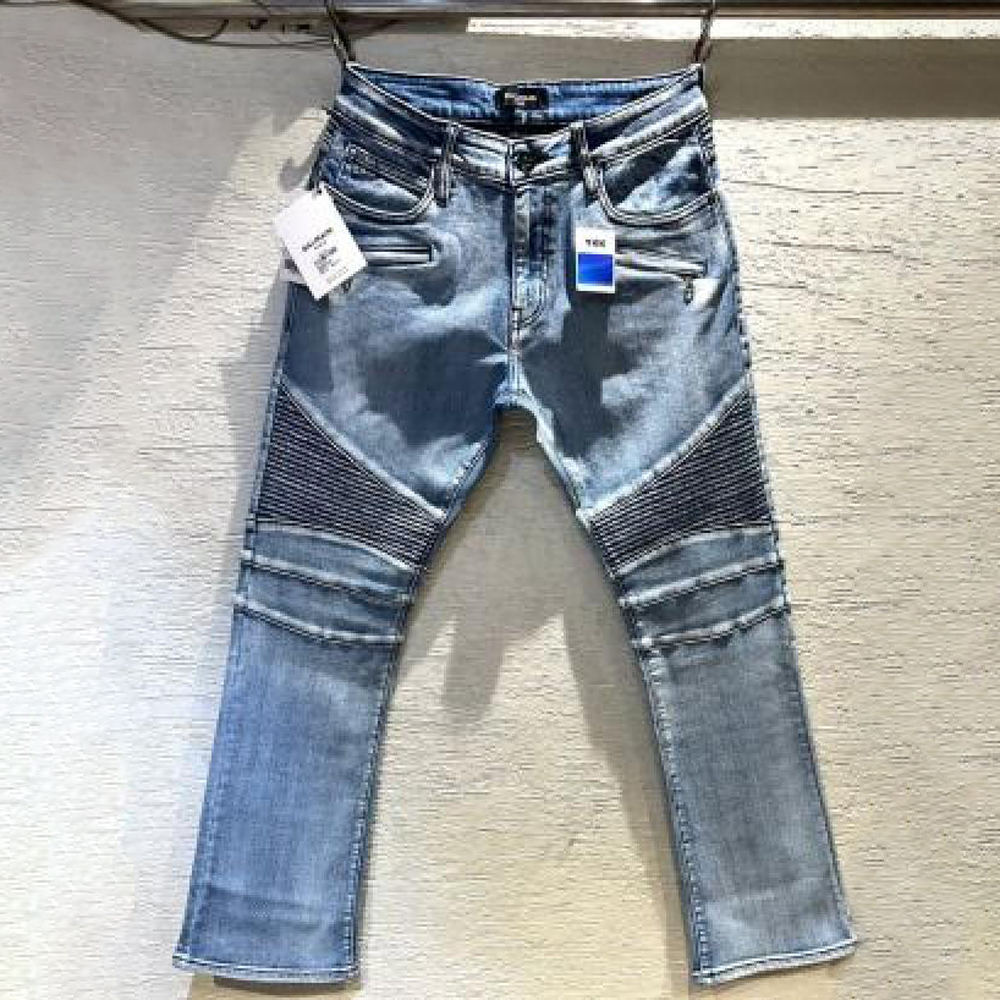 BALMMAIN DENIM BIKER JEANS LIGHT BLUE