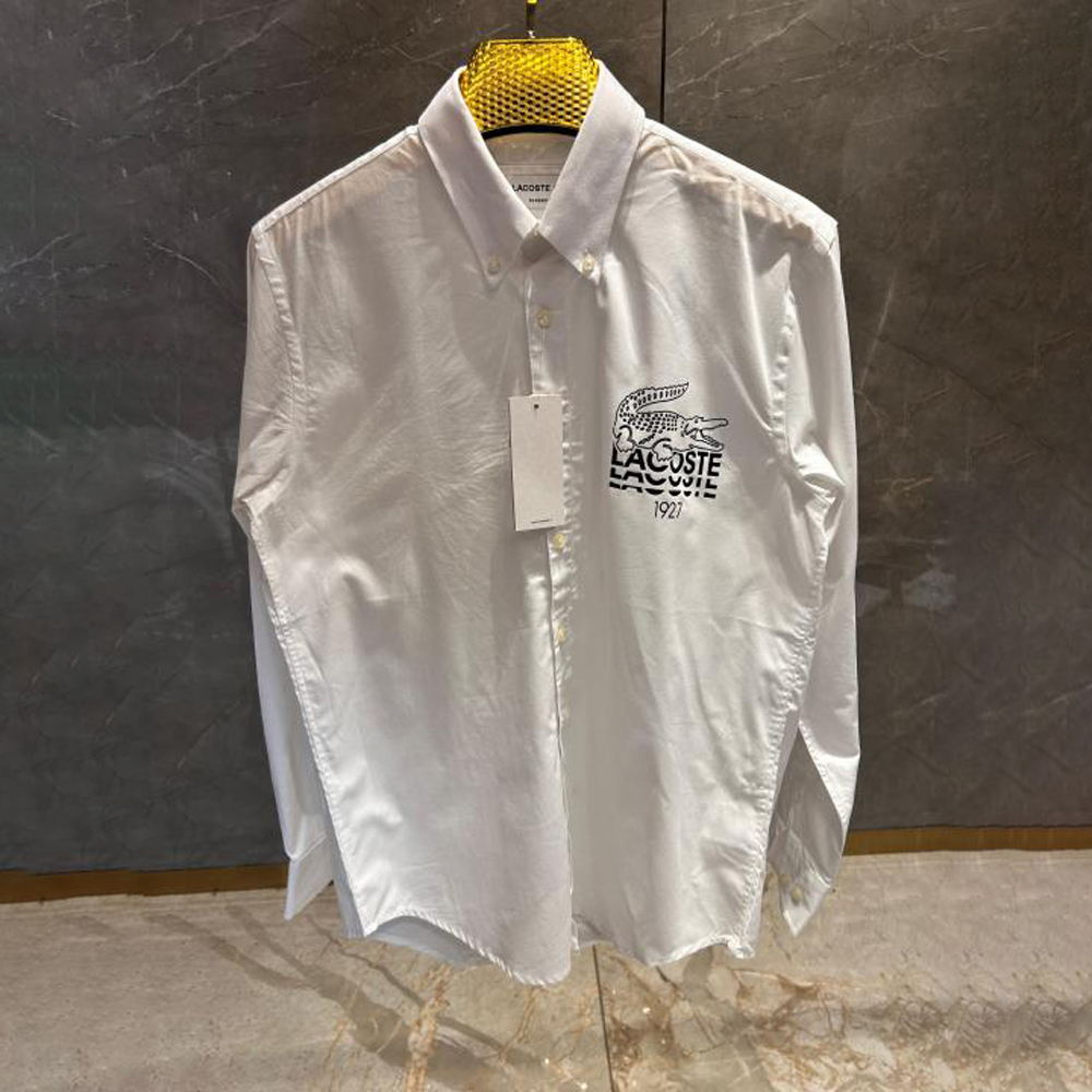 LACOSTE WHITE SIDE PRINTED PREMIUM SHIRT