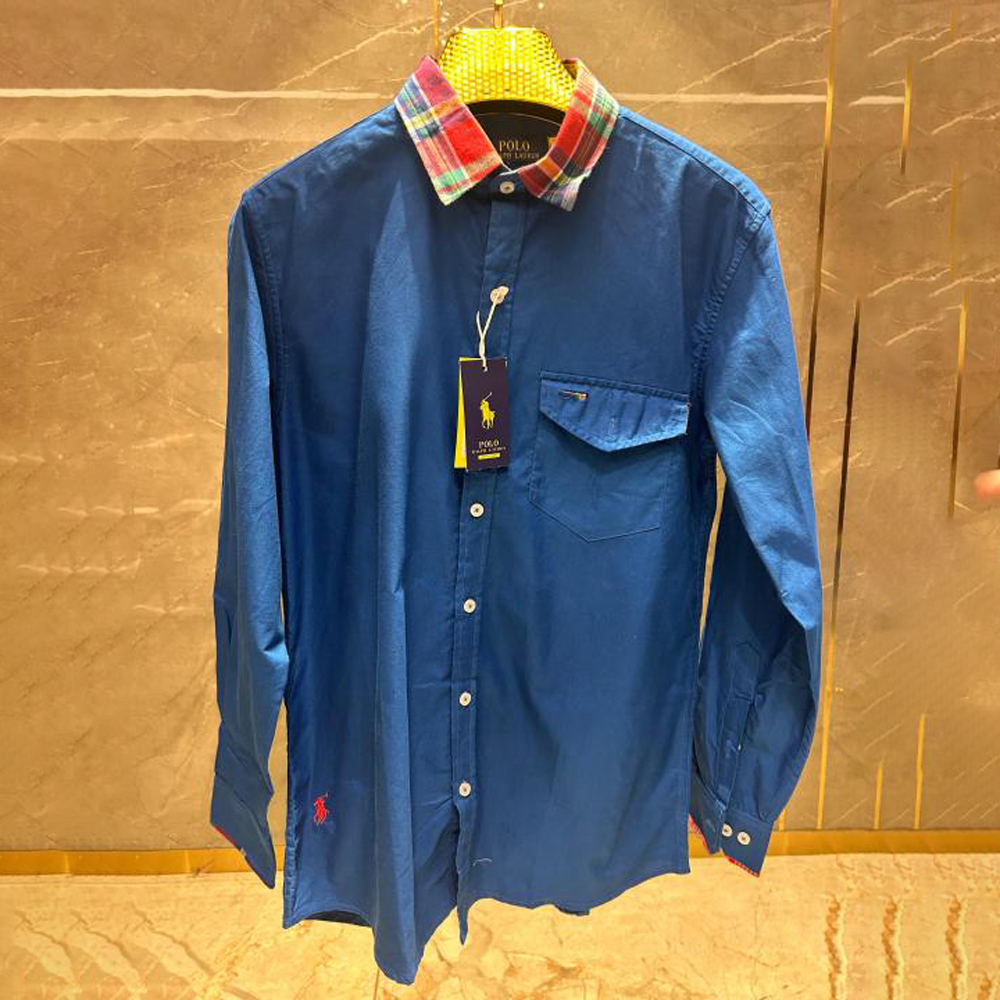 RALPH LAUREN POLO ROYAL BLUE PREMIUM COLLAR WORK SHIRT