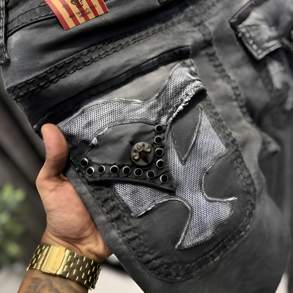 LAGUNA BEACH CHARCOAL GREY DIAMOND PATCH DENIM