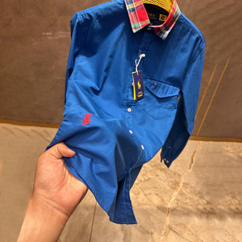 RALPH LAUREN POLO ROYAL BLUE PREMIUM COLLAR WORK SHIRT