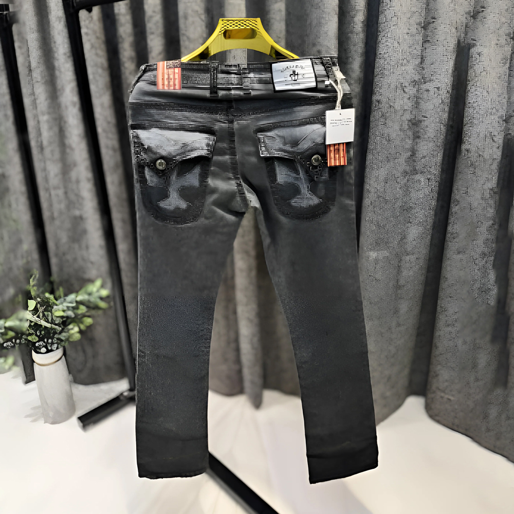 LAGUNA BEACH CHARCOAL GREY DIAMOND PATCH DENIM